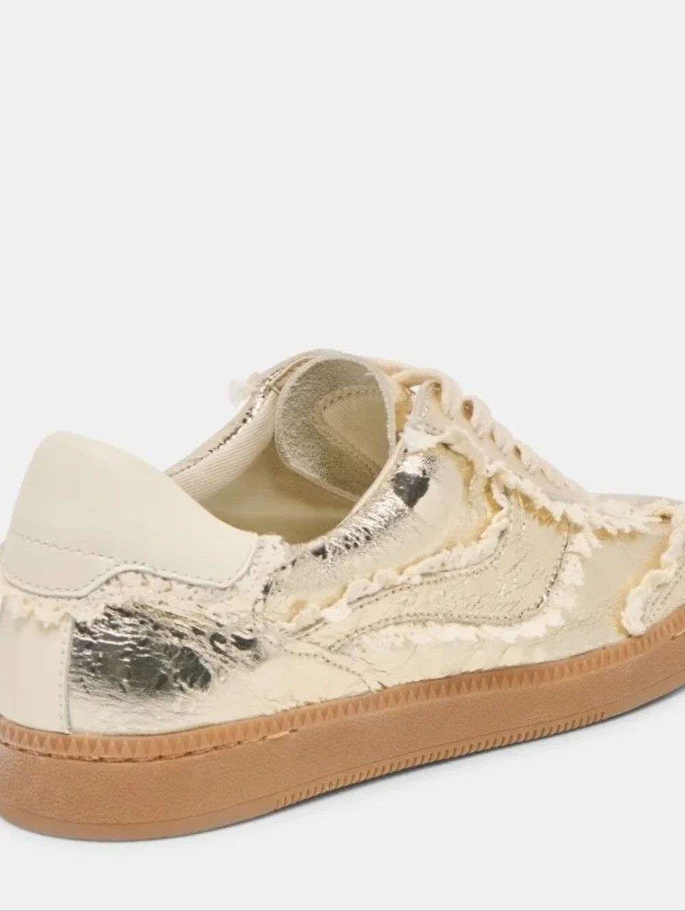 💛▪️Dolce Vita ▪️Notice Lace Sneakers Platinum Distressed Leather - Picture 3 of 6